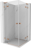 Mexen Lunar L Duo cabină de duș batantă 70 x 70 cm, transparentă, cupru periat - 834L-070L-070P-65-00
