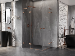 Mexen Lunar L Duo cabină de duș cu ușă batantă 90 x 70 cm, transparent, cupru periat - 834L-090L-070P-65-00