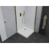 Mexen Pretoria Cabină de duș Duo cu uși batante 90 x 90 cm, transparentă, aurie + cadă de duș Flat