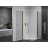 Mexen Pretoria Duo cabină de duș pivotantă 90 x 90 cm, transparentă, auriu + cădiță Flat - 852-090-090-50-02-4010G