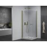 Mexen Pretoria Duo cabină de duș pivotantă 90 x 90 cm, transparentă, auriu + cădiță Flat - 852-090-090-50-02-4010G