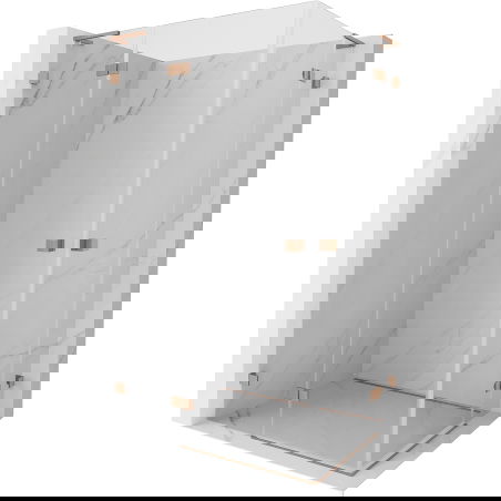 Mexen Lunar L Duo cabină de duș pivotantă 100 x 85 cm, transparentă, cupru periat - 834L-100L-085P-65-00