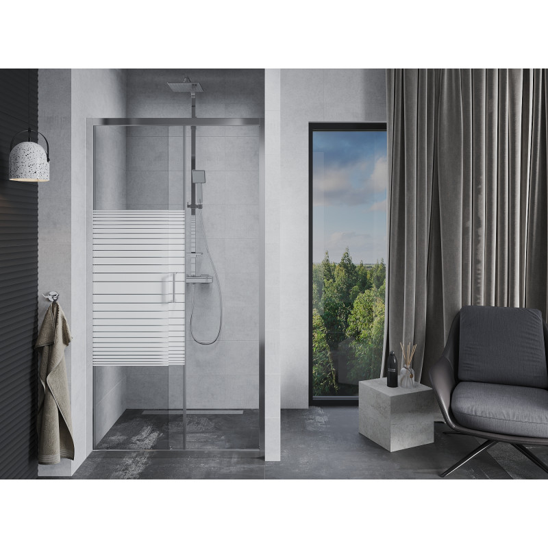 Mexen Apia uși de duș glisante 115 cm, dungi, crom - 845-115-000-01-20