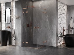 Mexen Lunar L Duo cabină de duș articulată 120 x 120 cm, transparent, cupru periat - 834L-120L-120P-65-00