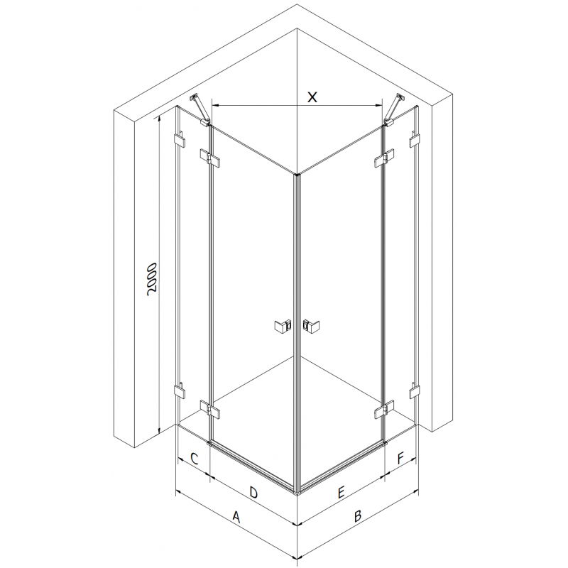 Mexen Lunar Duo cabină de duș cu deschidere stânga 80 x 75 cm, transparent, gun metal - 834-080L-075P-95-00