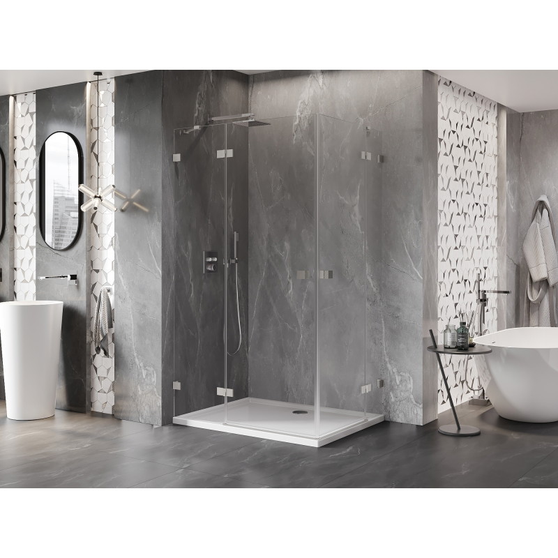 Mexen Lunar Cabină de duș Duo cu ușă pliabilă stânga 95 x 90 cm, transparent, nichel periat - 834-095L-090P-97-00