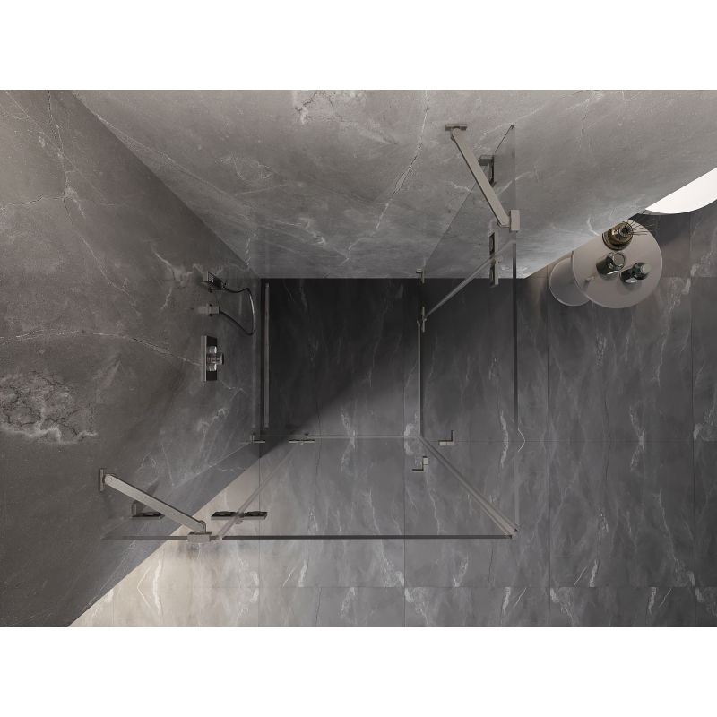 Mexen Lunar Duo cabină de duș pivotantă 95 x 95 cm, transparent, nichel periat - 834-095L-095P-97-00