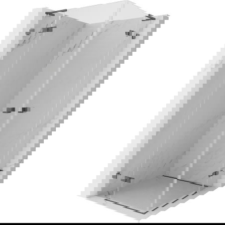 Mexen Lunar L Duo sarok zuhanykabin, nyíló, 105 x 105 cm, átlátszó, szálcsiszolt gun szürke - 834L-105L-105P-66-00