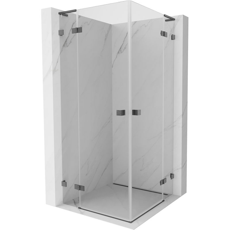 Cabină de duș Mexen Lunar L Duo cu deschidere 110 x 110 cm, transparent, gri armă periat - 834L-110L-110P-66-00