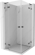 Cabină de duș Mexen Lunar L Duo cu deschidere 110 x 110 cm, transparent, gri armă periat - 834L-110L-110P-66-00