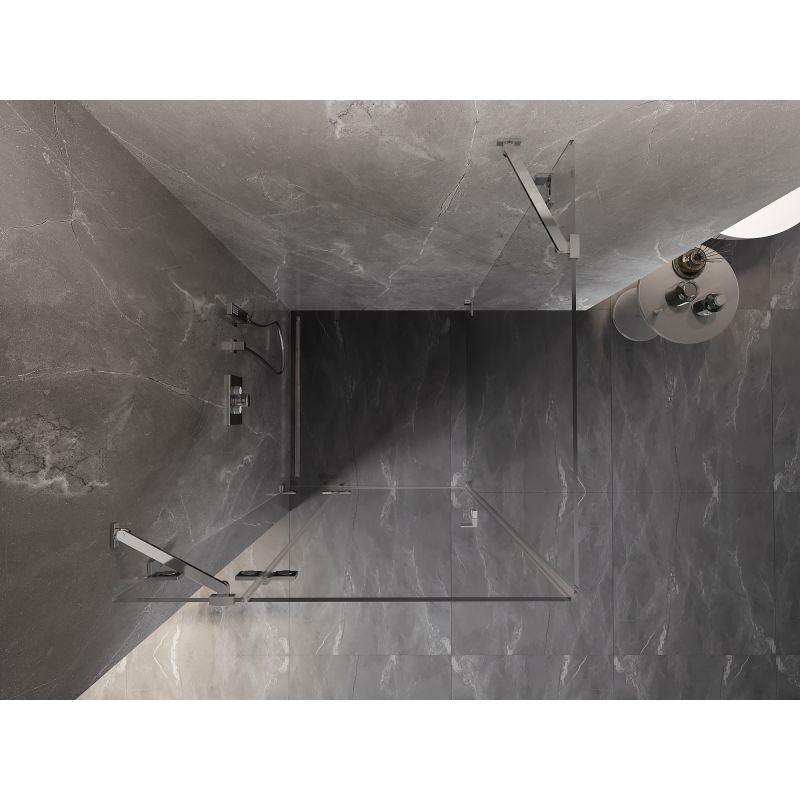 Mexen Lunar cabină de duș batantă stânga 80 x 80 cm, transparent, crom - 834-080-080-01-00-L