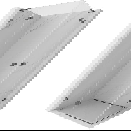 Mexen Lunar L Duo nyíló zuhanykabin 120 x 115 cm, áttetsző, sötétszürke szálcsiszolt - 834L-120L-115P-66-00