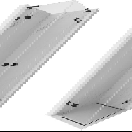 Cabină de duș Mexen Lunar L Duo rabatabilă 70 x 70 cm, transparentă, neagră - 834L-070L-070P-70-00