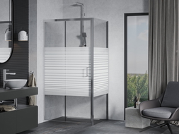 Mexen Apia cabină de duș glisantă 100 x 80 cm, dungi albe, crom - 840-100-080-01-20