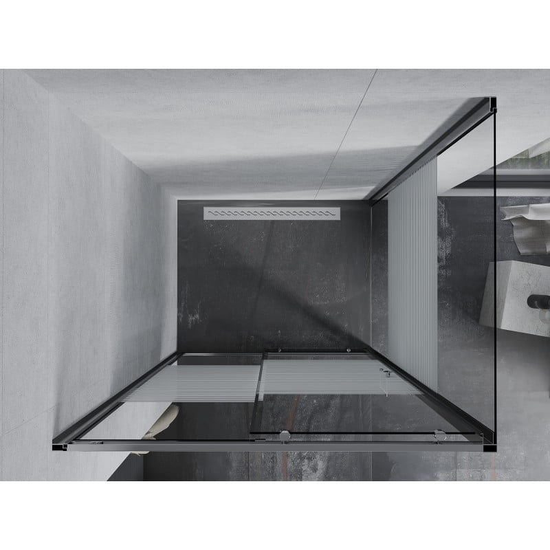 Mexen Apia cabina de duș glisantă 100 x 80 cm, benzi albe, crom - 840-100-080-01-20