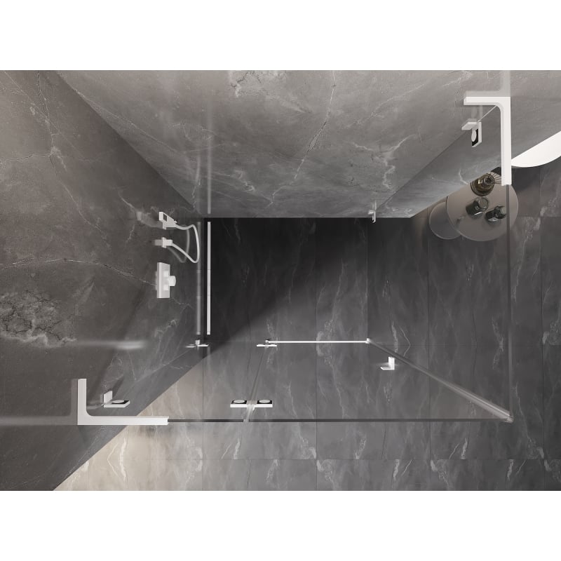 Mexen Lunar L cabina de duș batantă stânga 100 x 80 cm, transparentă, albă - 834L-100-080-20-00-L