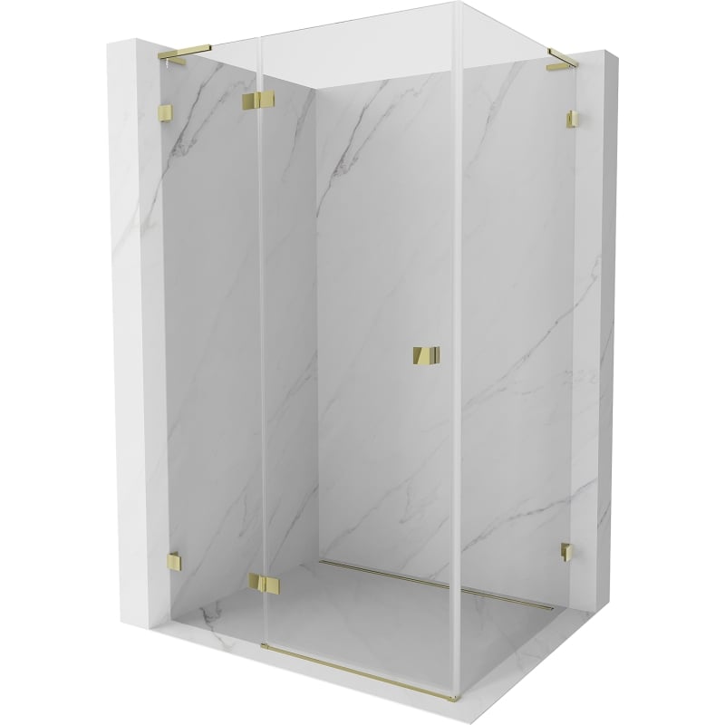 Cabină de duș articulată stânga Mexen Lunar L 85 x 80 cm, transparentă, aurie - 834L-085-080-50-00-L