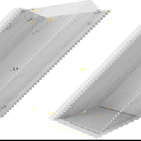Cabină de duș articulată stânga Mexen Lunar L 85 x 80 cm, transparentă, aurie - 834L-085-080-50-00-L