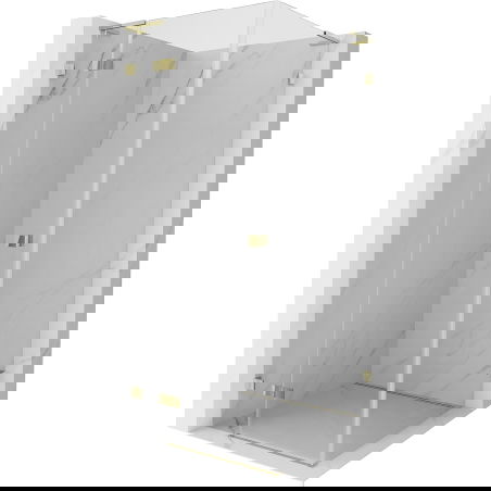 Mexen Lunar L cabină de duș pivotantă stânga 100 x 100 cm, transparentă, aurie - 834L-100-100-50-00-L