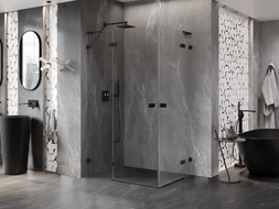 Mexen Lunar L Duo cabină de duș pivotantă 90 x 80 cm, transparentă, neagră - 834L-090L-080P-70-00