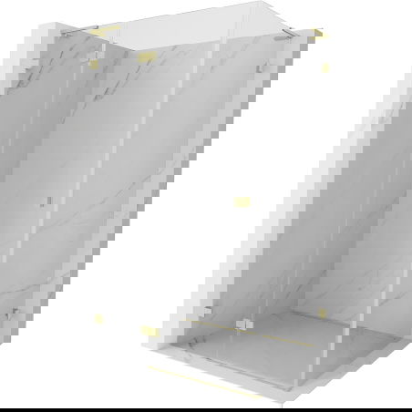 Mexen Lunar L cabină de duș pivotantă stânga 80 x 70 cm, transparentă, auriu periat - 834L-080-070-55-00-L