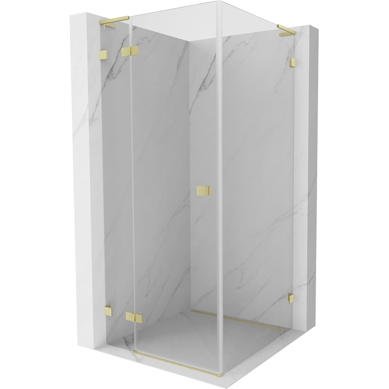 Cabină de duș Mexen Lunar L cu deschidere pe stânga 80 x 80 cm, transparent, auriu periat - 834L-080-080-55-00-L