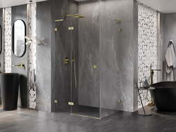 Mexen Lunar L cabina de duș cu ușă stânga 90 x 80 cm, transparent, auriu periat - 834L-090-080-55-00-L