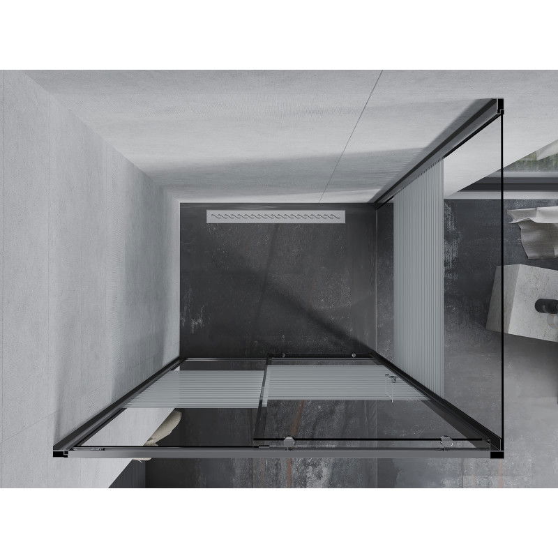 Mexen Apia 125 x 70 cm-es tolózuhanykabin, fehér csíkok, króm - 840-125-070-01-20