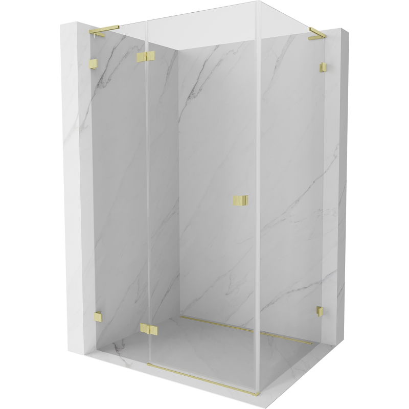 Mexen Lunar L cabină de duș deschisă pe stânga 100 x 90 cm, transparentă, auriu periat - 834L-100-090-55-00-L