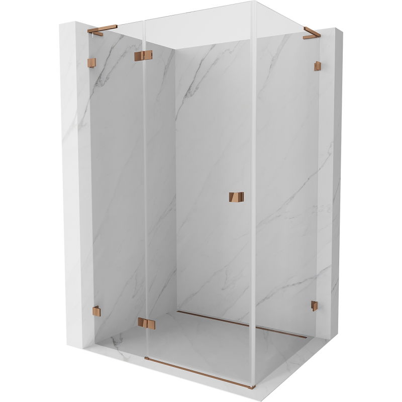 Mexen Lunar L balosz kabin balos ajtó balki 85 x 80 cm, átlátszó, rózsaarany - 834L-085-080-60-00-L