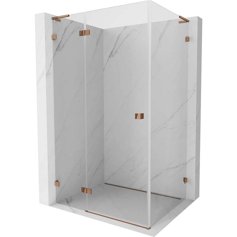 Mexen Lunar L cabină de duș cu deschidere spre stânga 85 x 80 cm, transparent, aur roz - 834L-085-080-60-00-L