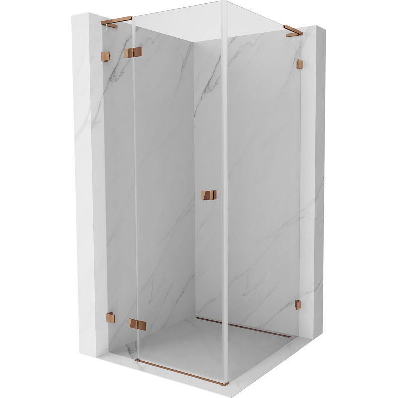 Mexen Lunar L cabină de duș cu deschidere spre stânga 90 x 90 cm, transparent, aur roz - 834L-090-090-60-00-L