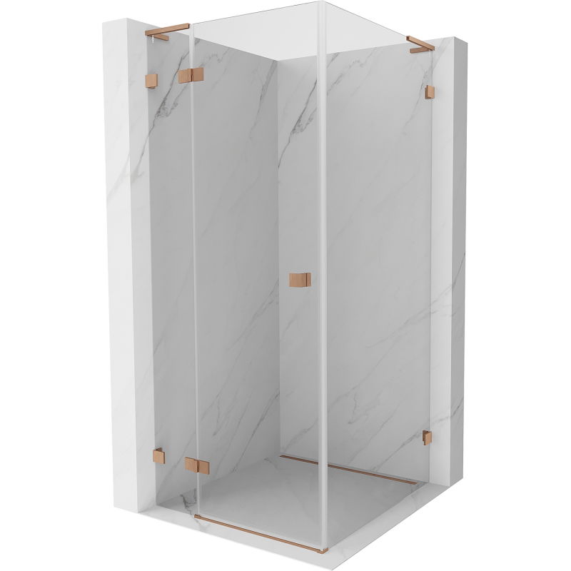 Mexen Lunar L zuhanykabin balra nyíló ajtóval 70 x 70 cm, átlátszó, kefefényes réz - 834L-070-070-65-00-L