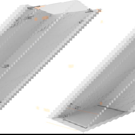 Mexen Lunar L zuhanykabin balra nyíló ajtóval 70 x 70 cm, átlátszó, kefefényes réz - 834L-070-070-65-00-L