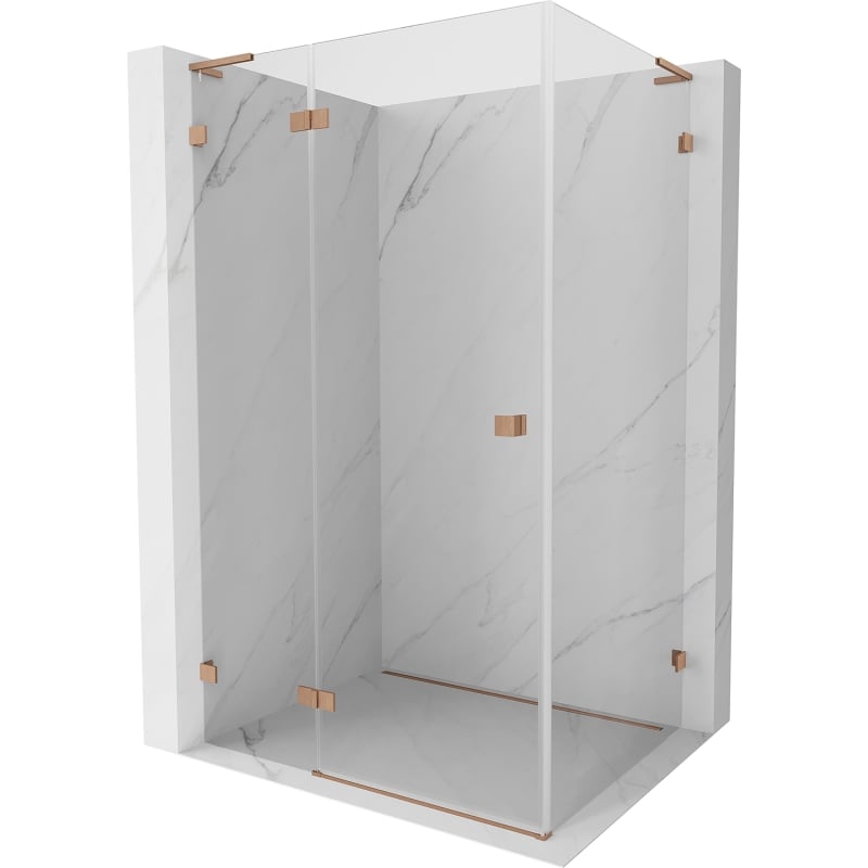 Mexen Lunar L cabină de duș cu deschidere pe stânga 90 x 70 cm, transparentă, cupru periat - 834L-090-070-65-00-L