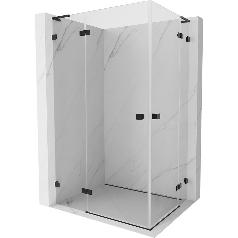 Mexen Lunar L Duo zuhanykabin nyíló ajtóval 110 x 80 cm, átlátszó, fekete - 834L-110L-080P-70-00