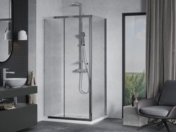 Mexen Apia cabină de duș extensibilă 100 x 80 cm, transparent, Crom + cadă de duș Flat - 840-100-080-01-00-4010