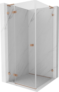 Mexen Lunar L cabină de duș cu deschidere stânga 100 x 100 cm, transparent, cupru periat - 834L-100-100-65-00-L