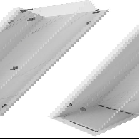 Mexen Lunar L balos zuhanykabin balos ajtóval 90 x 70 cm, átlátszó, sötétszürke kefe - 834L-090-070-66-00-L