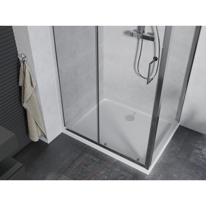 Mexen Apia cabină de duș glisantă 120 x 70 cm, transparentă, crom + cadă de duș Flat - 840-120-070-01-00-4010