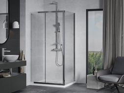 Mexen Apia cabină de duș extensibilă 120 x 90 cm, transparent, Crom + cadă de duș Flat - 840-120-090-01-00-4010