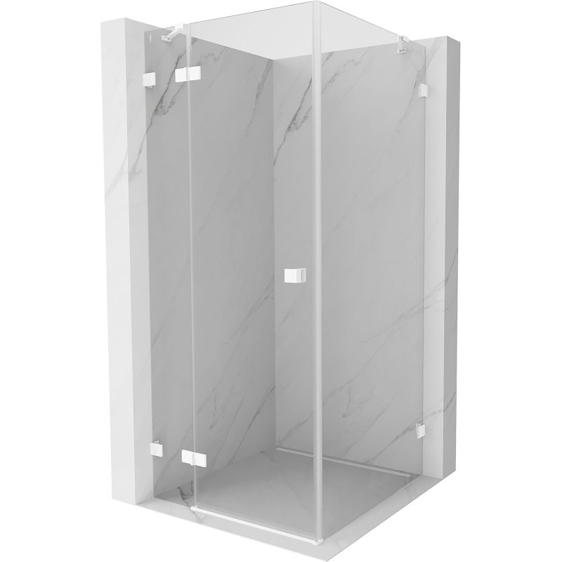 Mexen Lunar cabină de duș cu ușă rabatabilă stânga 100 x 100 cm, transparentă, albă - 834-100-100-20-00-L