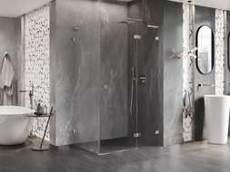 Mexen Lunar L jobbos nyíló zuhanykabin 100 x 80 cm, átlátszó, króm - 834L-100-080-01-00-P