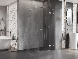 Mexen Lunar L cabină de duș basculantă dreapta 90 x 90 cm, transparent, crom - 834L-090-090-01-00-P