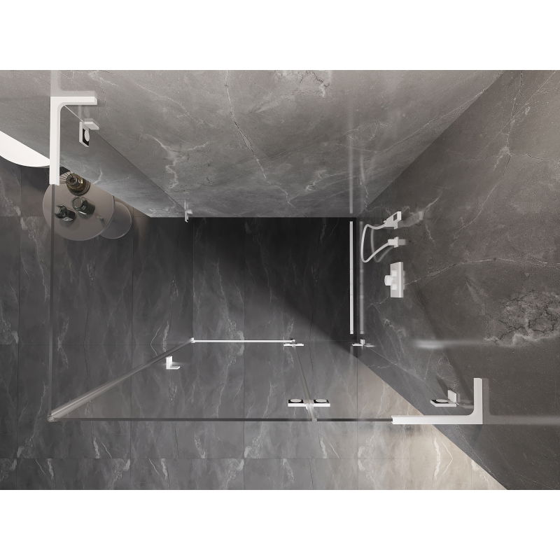 Mexen Lunar L cabină de duș pivotantă dreapta 85 x 70 cm, transparentă, albă - 834L-085-070-20-00-P