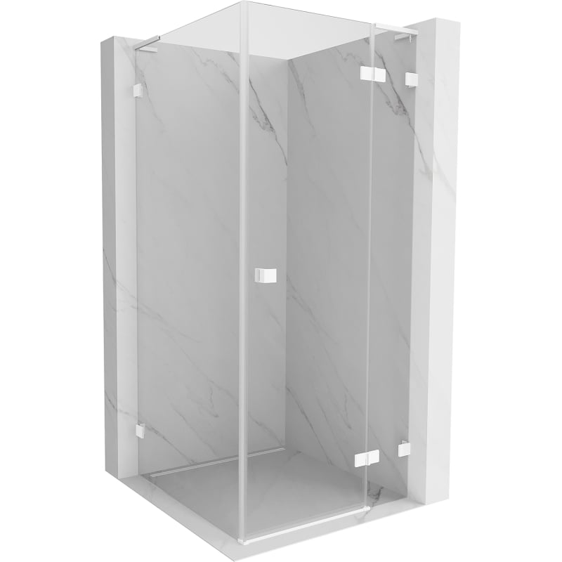 Mexen Lunar L cabină de duș batantă dreapta 80 x 80 cm, transparent, albă - 834L-080-080-20-00-P