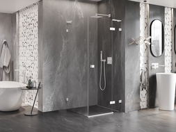 Mexen Lunar L cabină de duș batantă dreapta 80 x 80 cm, transparent, albă - 834L-080-080-20-00-P