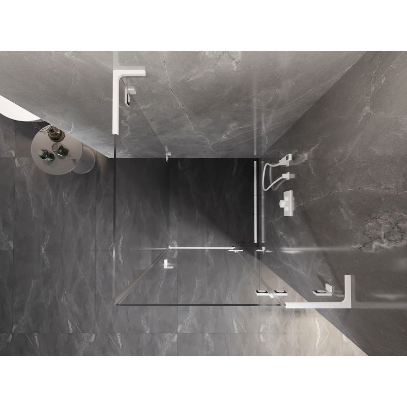 Mexen Lunar L cabină de duș dreapta rabatabilă 90 x 90 cm, transparentă, albă - 834L-090-090-20-00-P