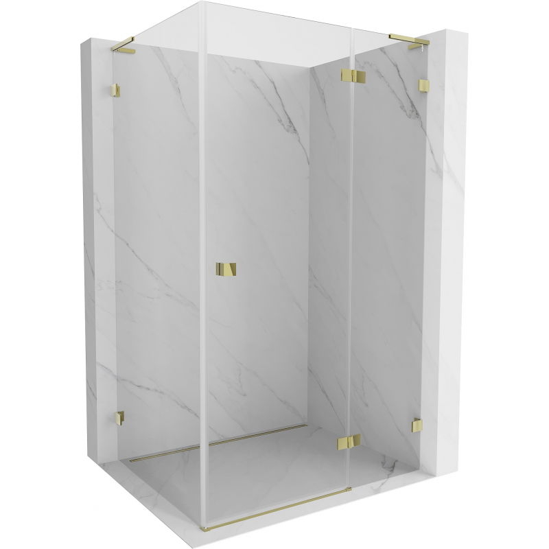 Mexen Lunar L cabină de duș pliabilă dreaptă 100 x 80 cm, transparentă, auriu - 834L-100-080-50-00-P