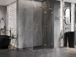 Mexen Lunar L cabină de duș dreptunghiulară dreapta 95 x 90 cm, transparentă, aurie - 834L-095-090-50-00-P